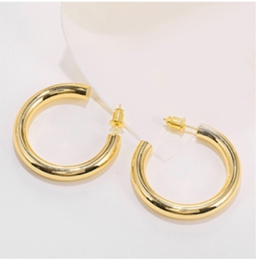 GOLD 18k Plated Cuff Hoop Earrings